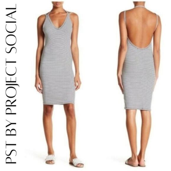 PST by Project Social Striped Ribbed Midi Dress, S, NWT! - Picture 1 of 12